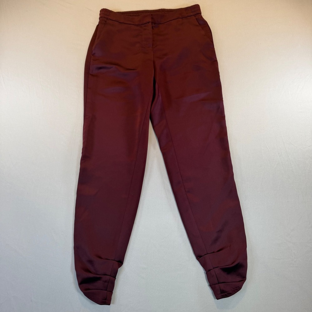 White House Black Market Burgundy Satin Tulip Ankle Pants Workwear Holiday